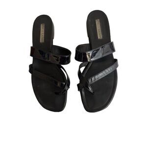 MANOLO BLAHNIK Leather Black Sandals size 41